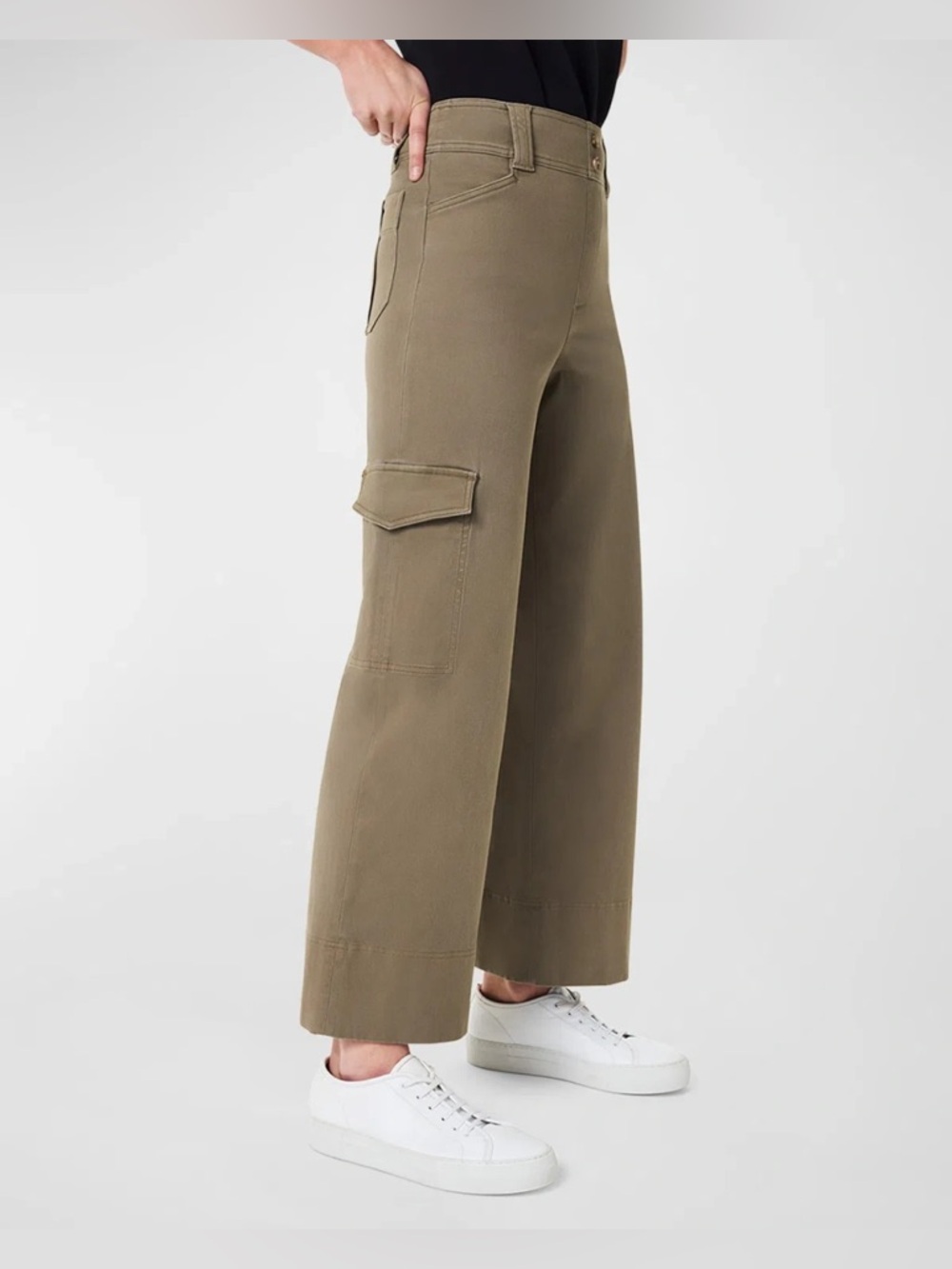 Spanx Stretch Twill Cargo Pants in Olive Size Medium - Picture 4 of 14
